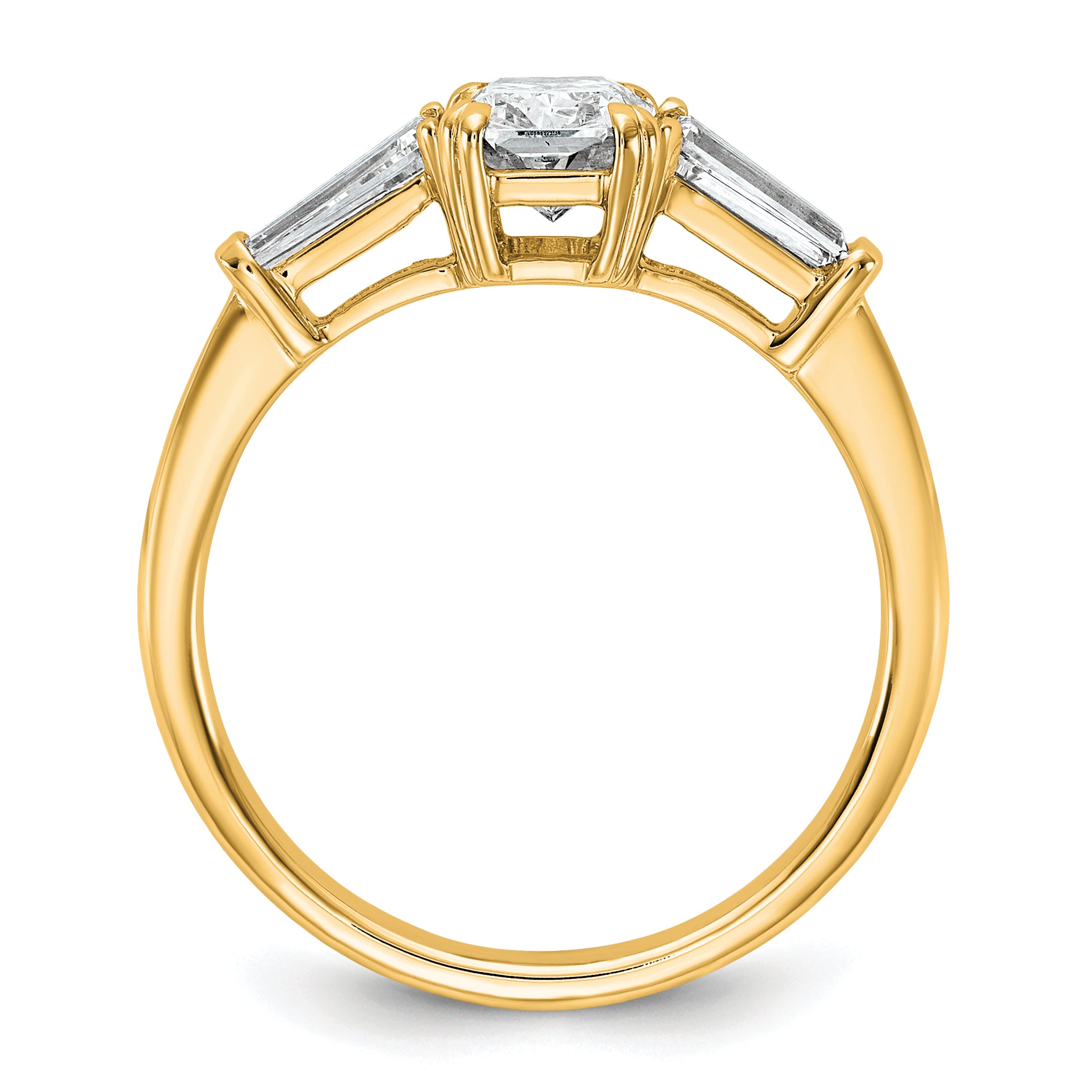 14k 1 1/2 carat Certified Lab Grown Diamond VS+ F+ Radiant with Tapered Baguette Sides Complete Engagement Ring