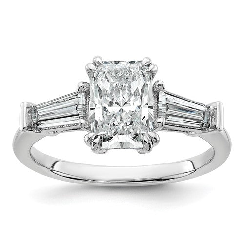 Tapered Radiant Lab-Grown Diamond Engagement Ring in 14K White Gold (2 ct. tw.), Size 7 - Sophia Jewelers