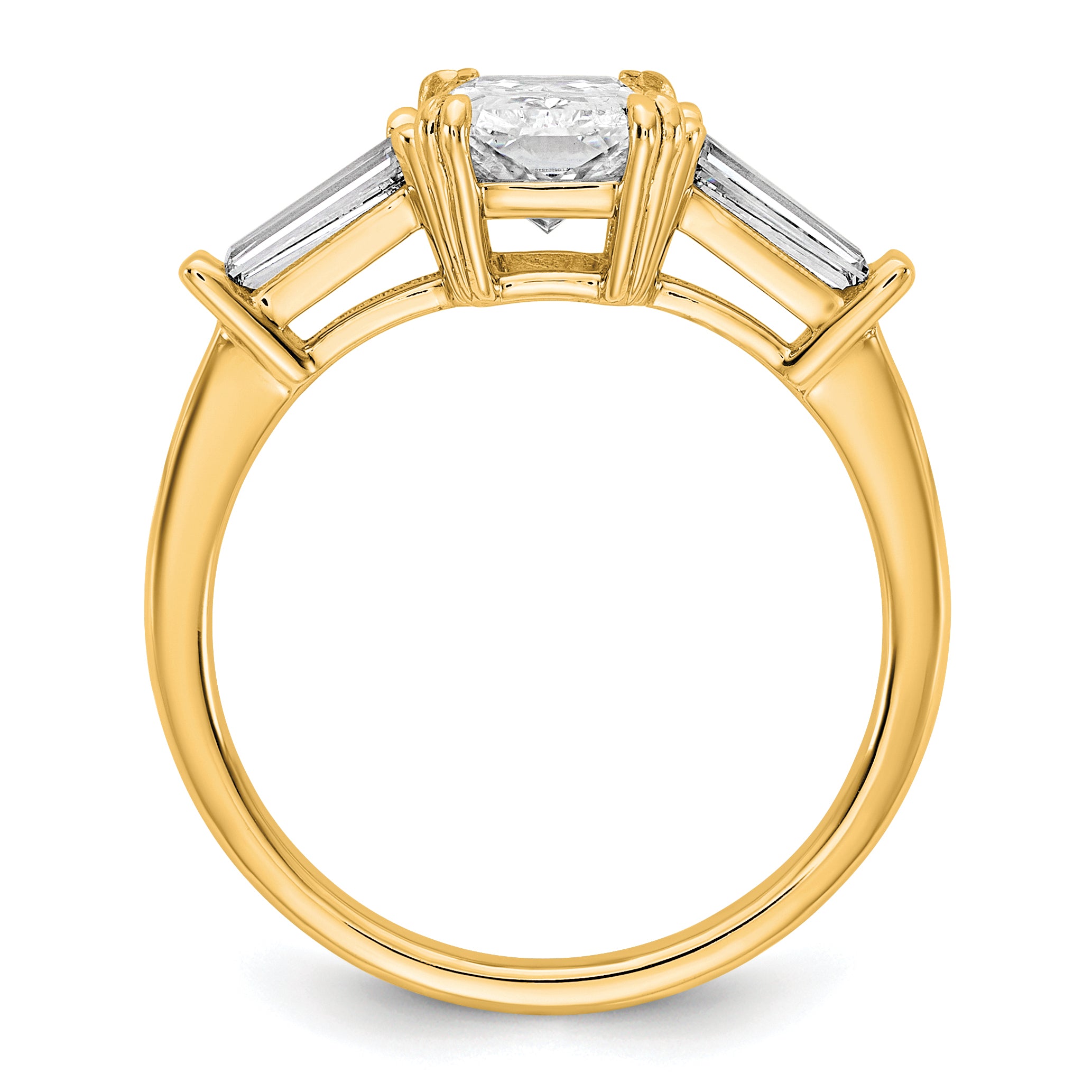 14k 2 carat Certified Lab Grown Diamond VS+ F+ Radiant with Tapered Baguette Sides Complete Engagement Ring Secondary image