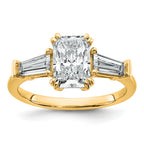 14k 2 carat Certified Lab Grown Diamond VS+ F+ Radiant with Tapered Baguette Sides Complete Engagement Ring
