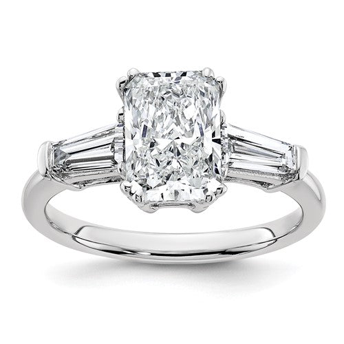 Radiant Tapered Certified Lab-Grown Diamond Engagement Ring in 14K White Gold (2 5/8 ct. tw.), Size 7 - Sophia Jewelers