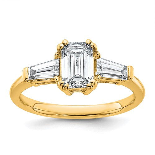 Emerald-Cut Lab-Grown Diamond Baguette Engagement Ring in 14K Yellow Gold (1 1/2 ct. tw.), Size 7 - Sophia Jewelers