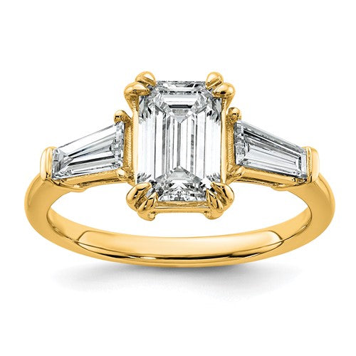 Emerald-Cut Tapered Lab-Grown Diamond Engagement Ring in 14K Yellow Gold (2 1/5 ct. tw.), Size 7 - Sophia Jewelers