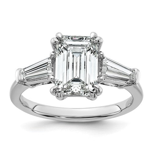 Baguette Emerald & Lab-Grown Diamond Engagement Ring in 14K Yellow Gold (3 1/3 ct. tw.), Size 7 - Sophia Jewelers