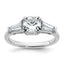Cushion Baguette Three-Stone Engagement Ring in 14K White Gold (2 ct. tw.), Size 7 - Sophia Jewelers