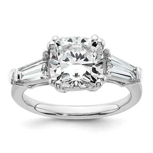 Cushion & Baguette Lab-Grown Diamond Engagement Ring in 14K White Gold (3 3/4 ct. tw.), Size 7 - Sophia Jewelers Main image