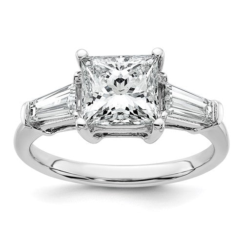 Princess and Baguette Lab-Grown Diamond Three-Stone Ring in 14K White Gold (2 5/8 ct. tw.), Size 7 - Sophia Jewelers