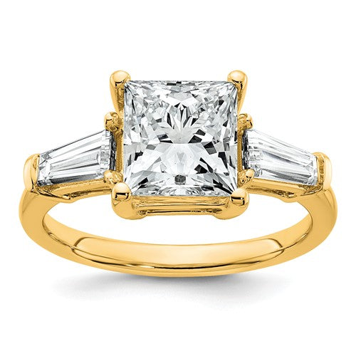 Princess & Tapered Baguette Three Stone Engagement Ring in 14K Yellow Gold (3 1/5 ct. tw.) - Sophia Jewelers