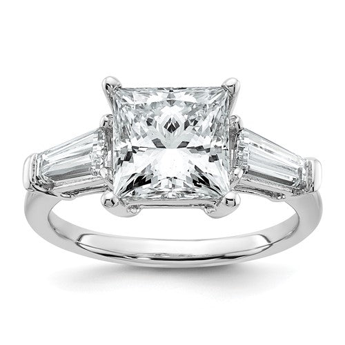 Three-Stone Princess Baguette Engagement Ring in 14K White Gold (3 3/4 ct. tw.), Size 7 - Sophia Jewelers