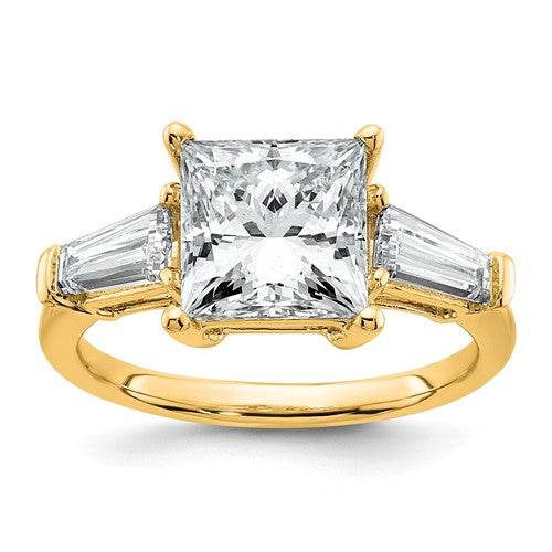 Princess & Baguette Lab-Grown Diamond Engagement Ring in 14K Yellow Gold (3.74 ct. tw.), Size 7 - Sophia Jewelers