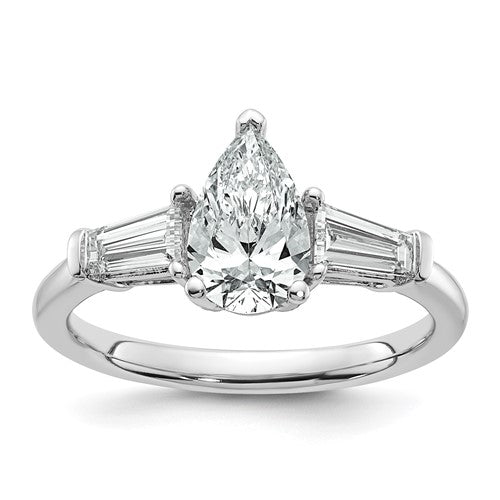 Pear & Baguette Lab-Grown Diamond Engagement Ring in 14K White Gold (1 1/2 ct. tw.), Size 7 - Sophia Jewelers Main image
