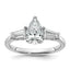 Pear & Baguette Lab-Grown Diamond Engagement Ring in 14K White Gold (1 1/2 ct. tw.), Size 7 - Sophia Jewelers