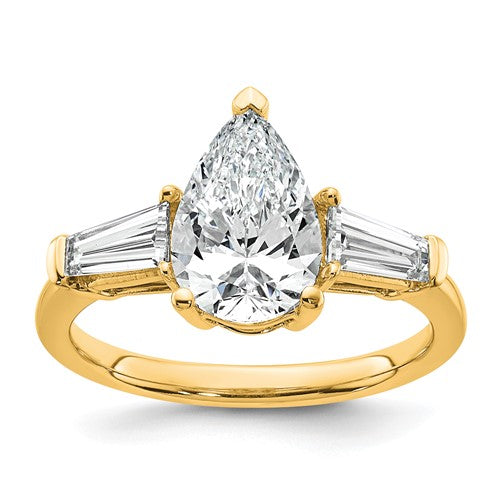 Pear Baguette Lab-Grown Diamond Engagement Ring in 14K Yellow Gold (2 5/8 ct. tw.), Size 7 - Sophia Jewelers