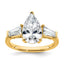 Pear & Baguette Lab-Grown Diamond Engagement Ring in 14K Yellow Gold (3 1/3 ct. tw.), Size 7 - Sophia Jewelers