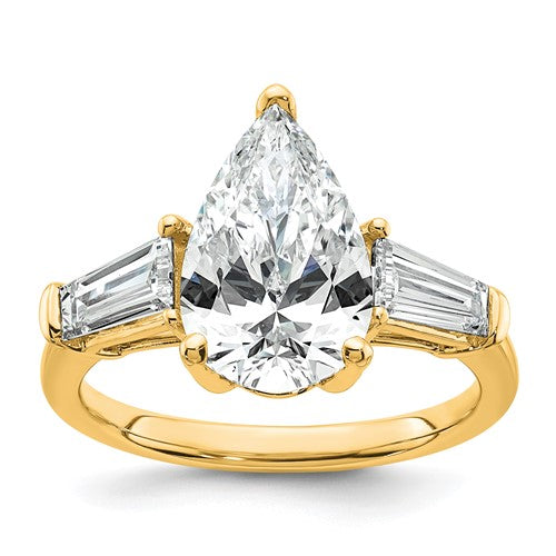 Pear Baguette Lab-Grown Diamond Engagement Ring in 14K Yellow Gold (3 3/4 ct. tw.), Size 7 - Sophia Jewelers