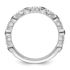 14K White Gold Polished Diamond and Emerald Fashion Ring
