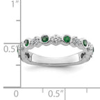 14K White Gold Polished Diamond and Emerald Fashion Ring