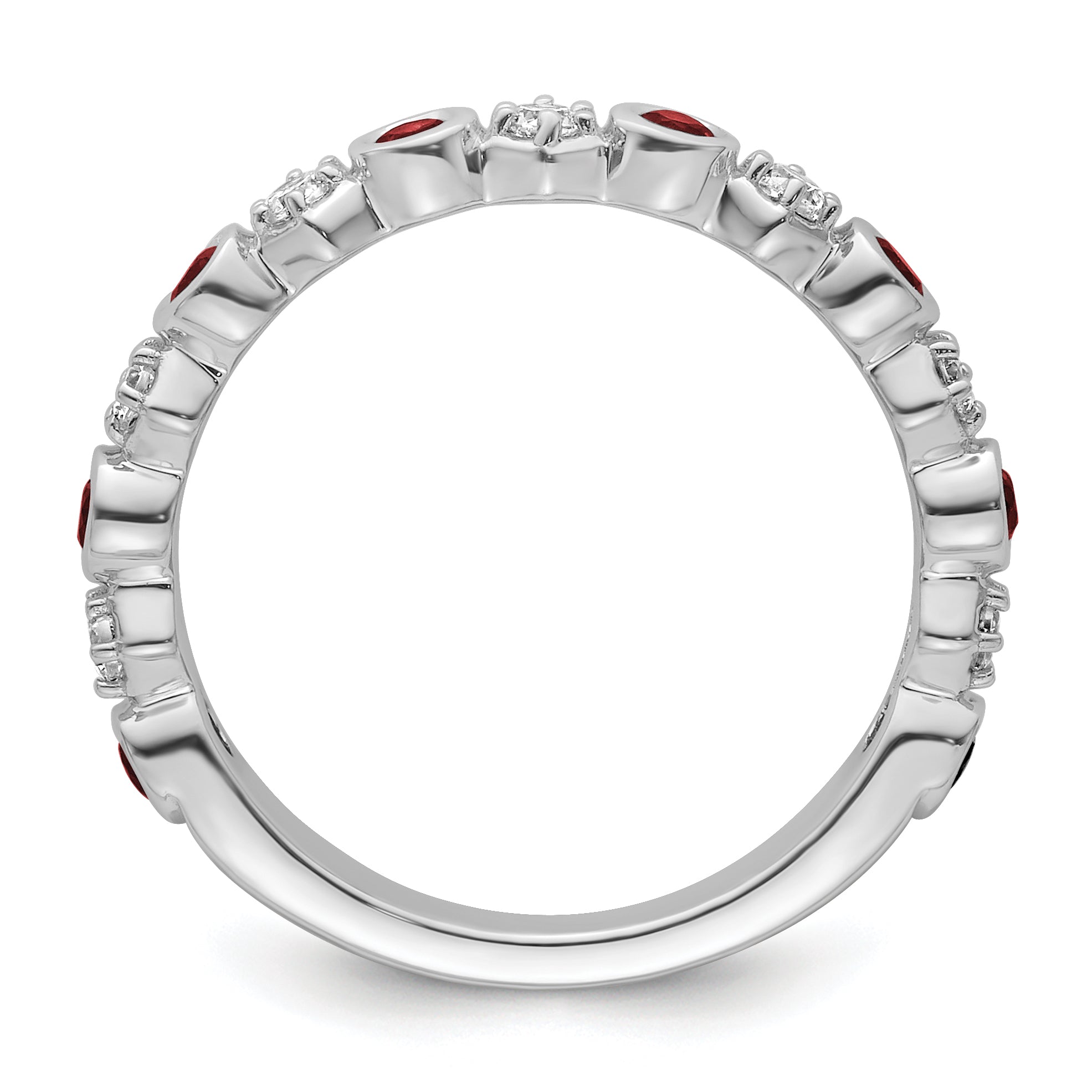 14K White Gold Polished Diamond and Ruby Fashion Ring Secondary image