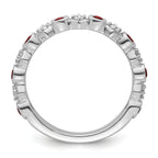 14K White Gold Polished Diamond and Ruby Fashion Ring