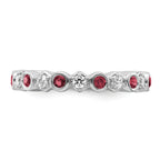 14K White Gold Polished Diamond and Ruby Fashion Ring
