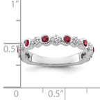 14K White Gold Polished Diamond and Ruby Fashion Ring