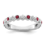 14K White Gold Polished Diamond and Ruby Fashion Ring