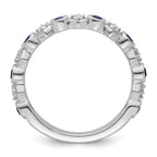 14K White Gold Polished Diamond and Sapphire Fashion Ring