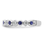 14K White Gold Polished Diamond and Sapphire Fashion Ring