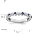 14K White Gold Polished Diamond and Sapphire Fashion Ring