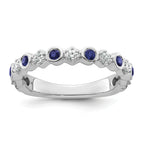 14K White Gold Polished Diamond and Sapphire Fashion Ring