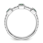 14K White Gold Polished Diamond and Emerald Fashion Ring