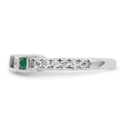 14K White Gold Polished Diamond and Emerald Fashion Ring