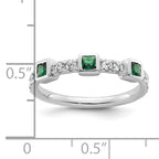 14K White Gold Polished Diamond and Emerald Fashion Ring