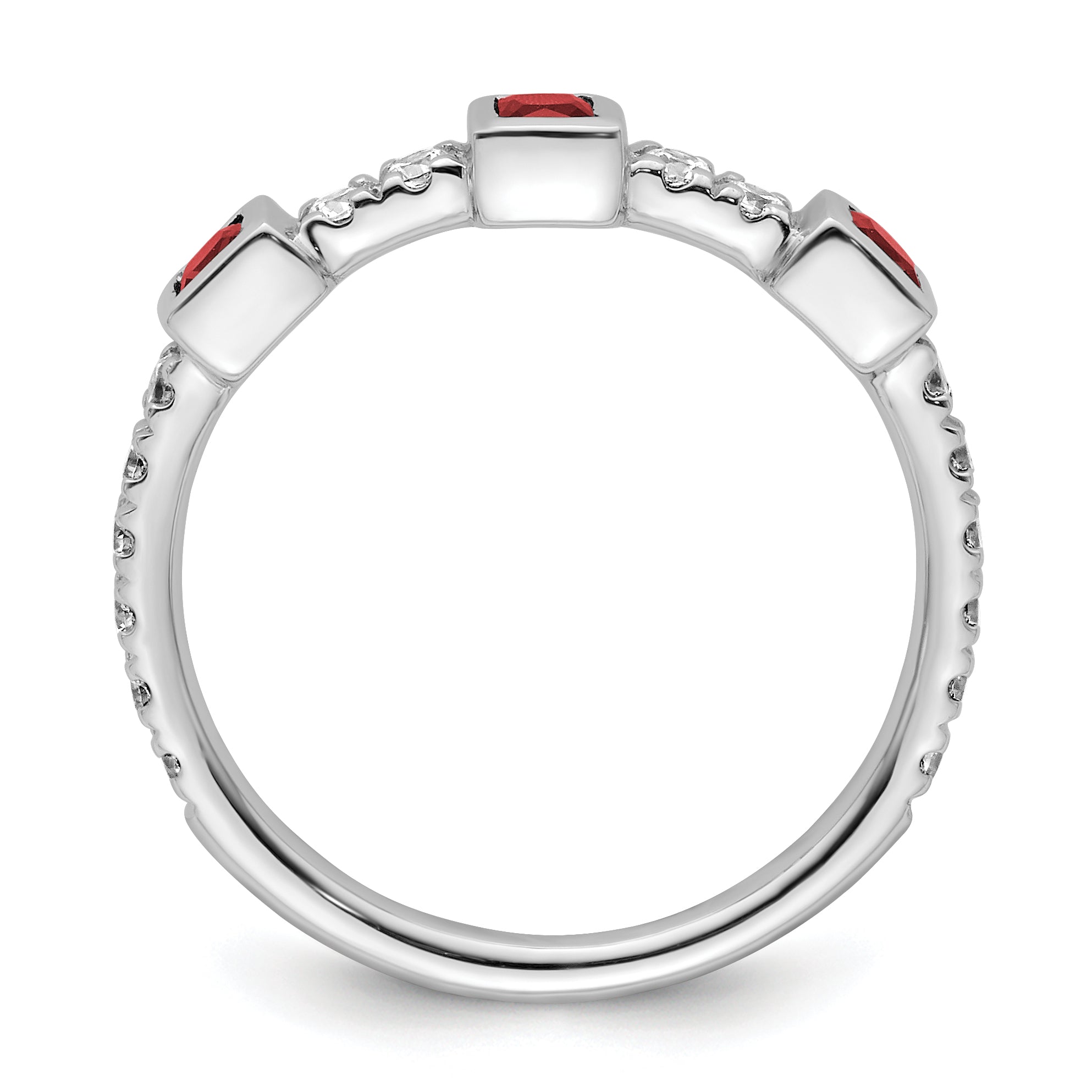 14K White Gold Polished Diamond and Ruby Fashion Ring Secondary image