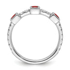 14K White Gold Polished Diamond and Ruby Fashion Ring