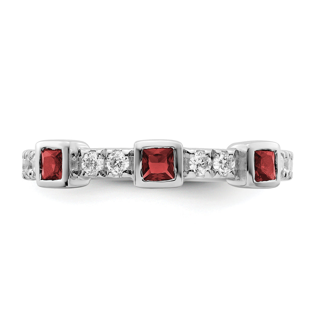 14K White Gold Polished Diamond and Ruby Fashion Ring