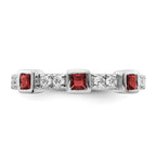 14K White Gold Polished Diamond and Ruby Fashion Ring