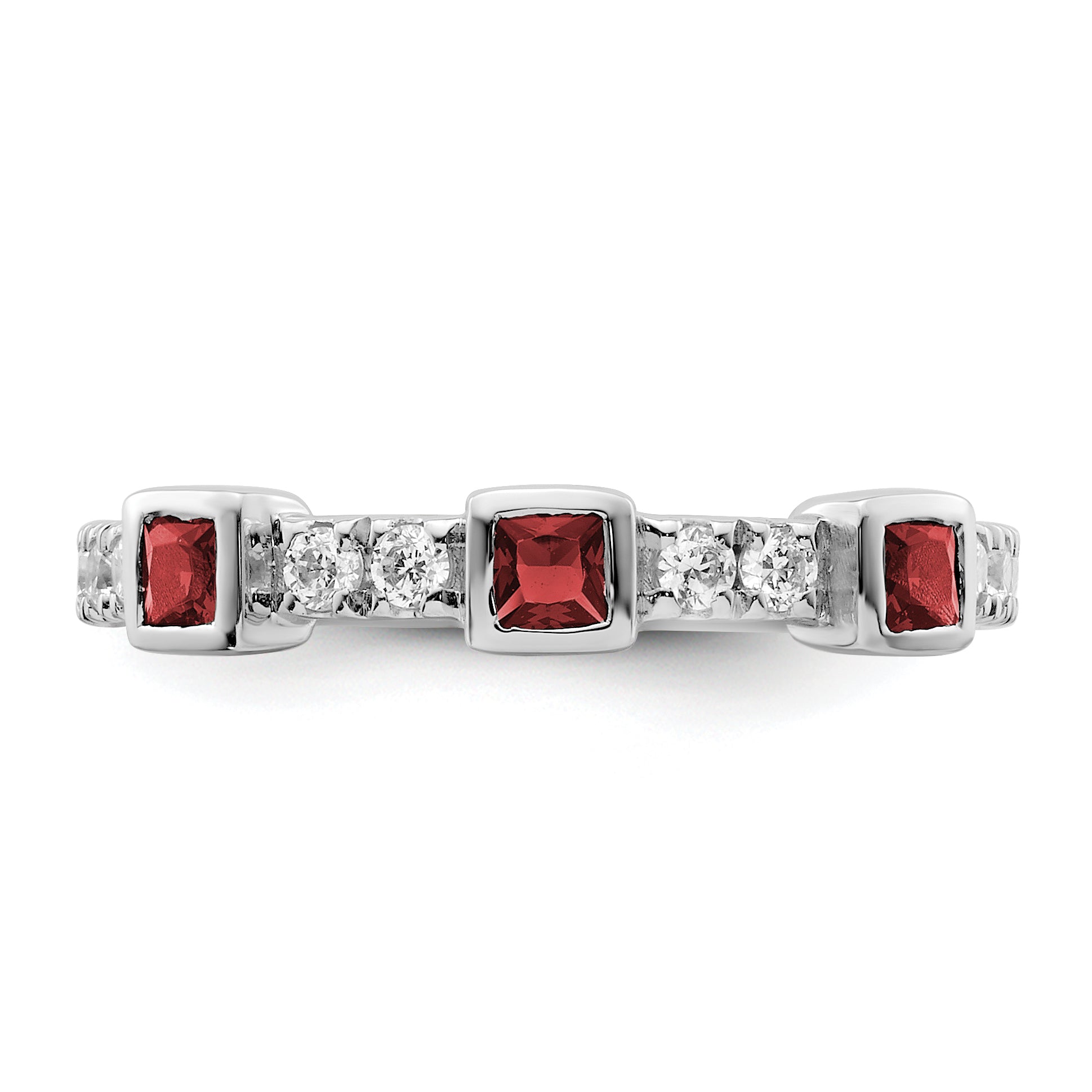 14K White Gold Polished Diamond and Ruby Fashion Ring