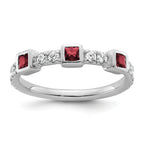 14K White Gold Polished Diamond and Ruby Fashion Ring