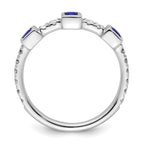 14K White Gold Polished Diamond and Sapphire Fashion Ring