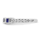 14K White Gold Polished Diamond and Sapphire Fashion Ring