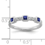 14K White Gold Polished Diamond and Sapphire Fashion Ring