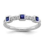 14K White Gold Polished Diamond and Sapphire Fashion Ring