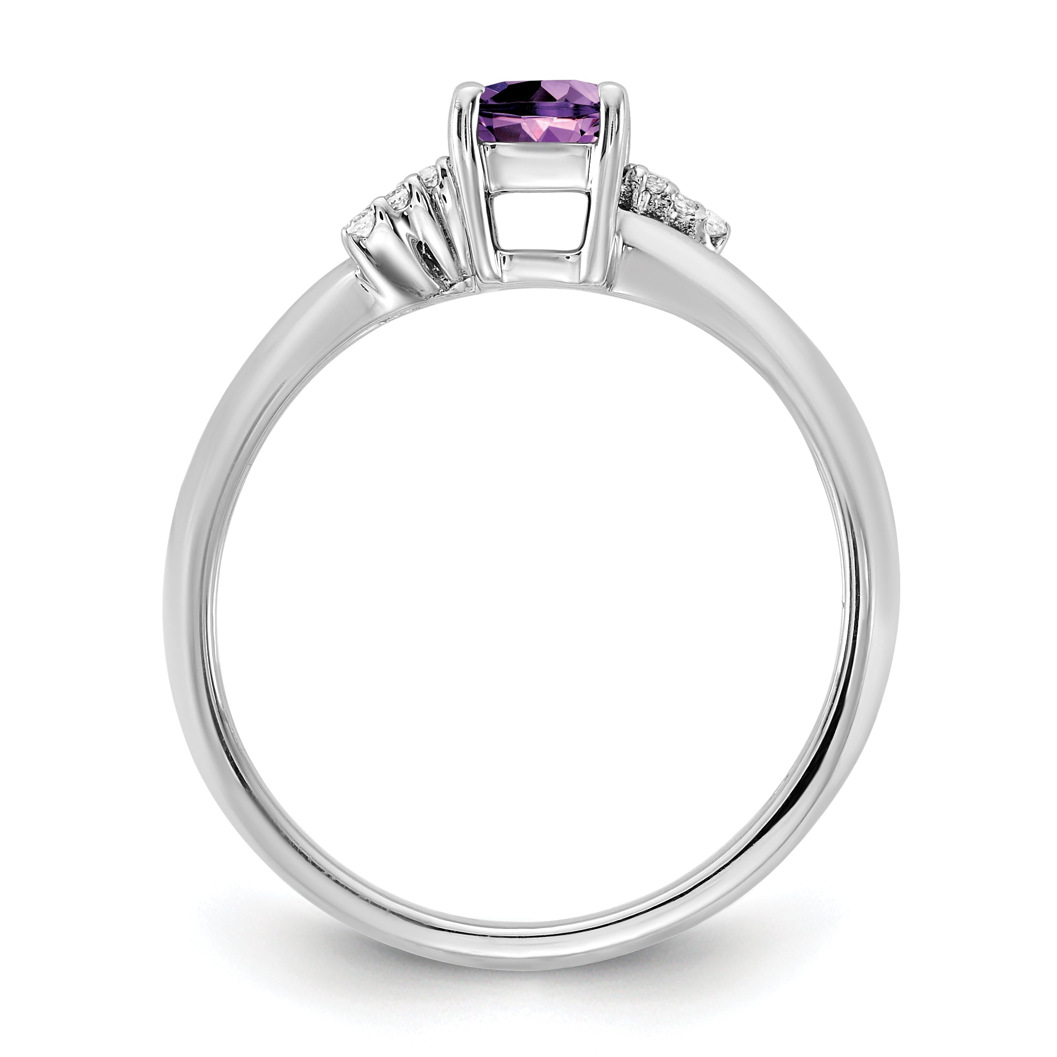14K White Gold Polished Diamond and Amethyst Fashion Ring Secondary image