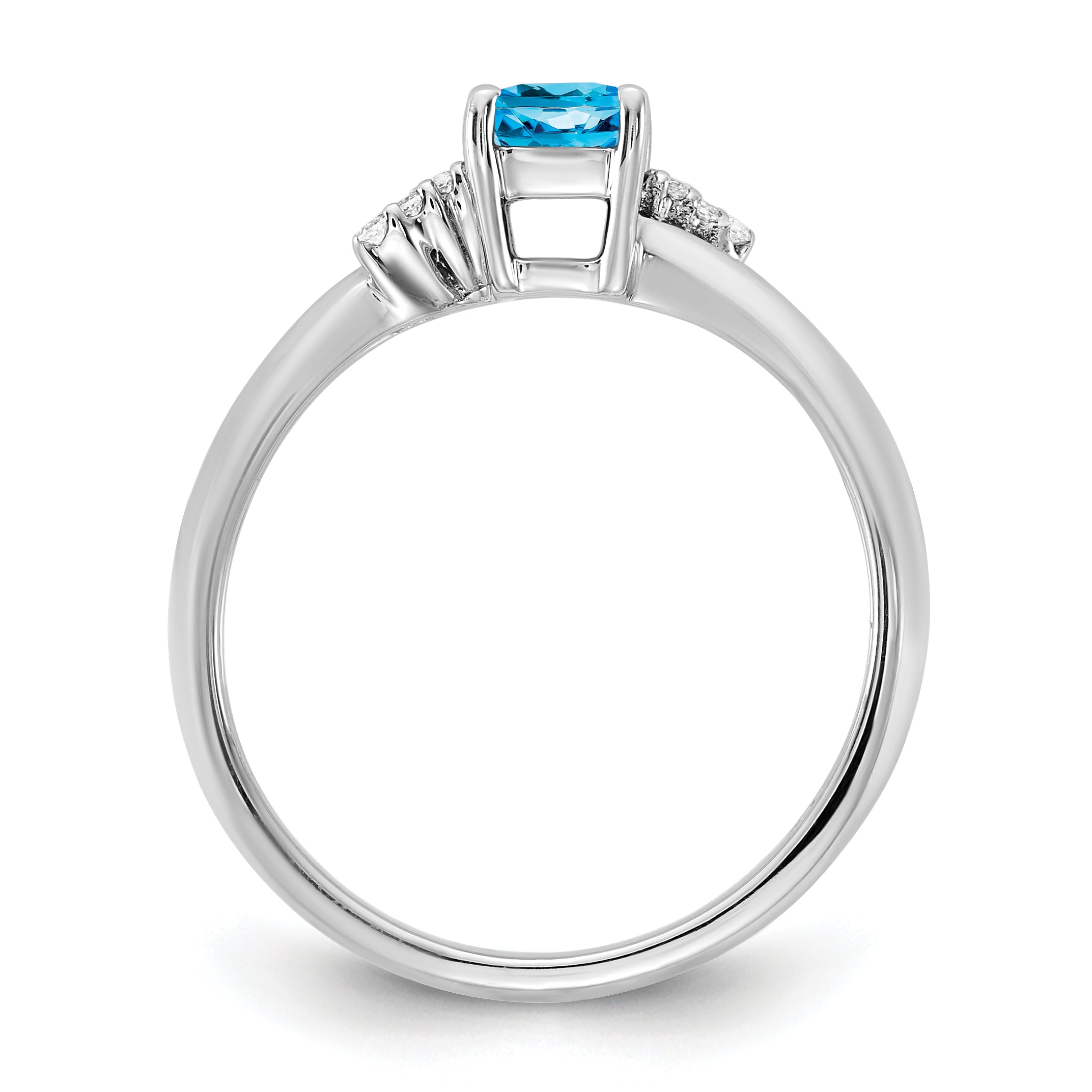 14K White Gold Polished Diamond and Blue Topaz Fashion Ring Secondary image