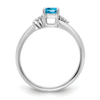 14K White Gold Polished Diamond and Blue Topaz Fashion Ring