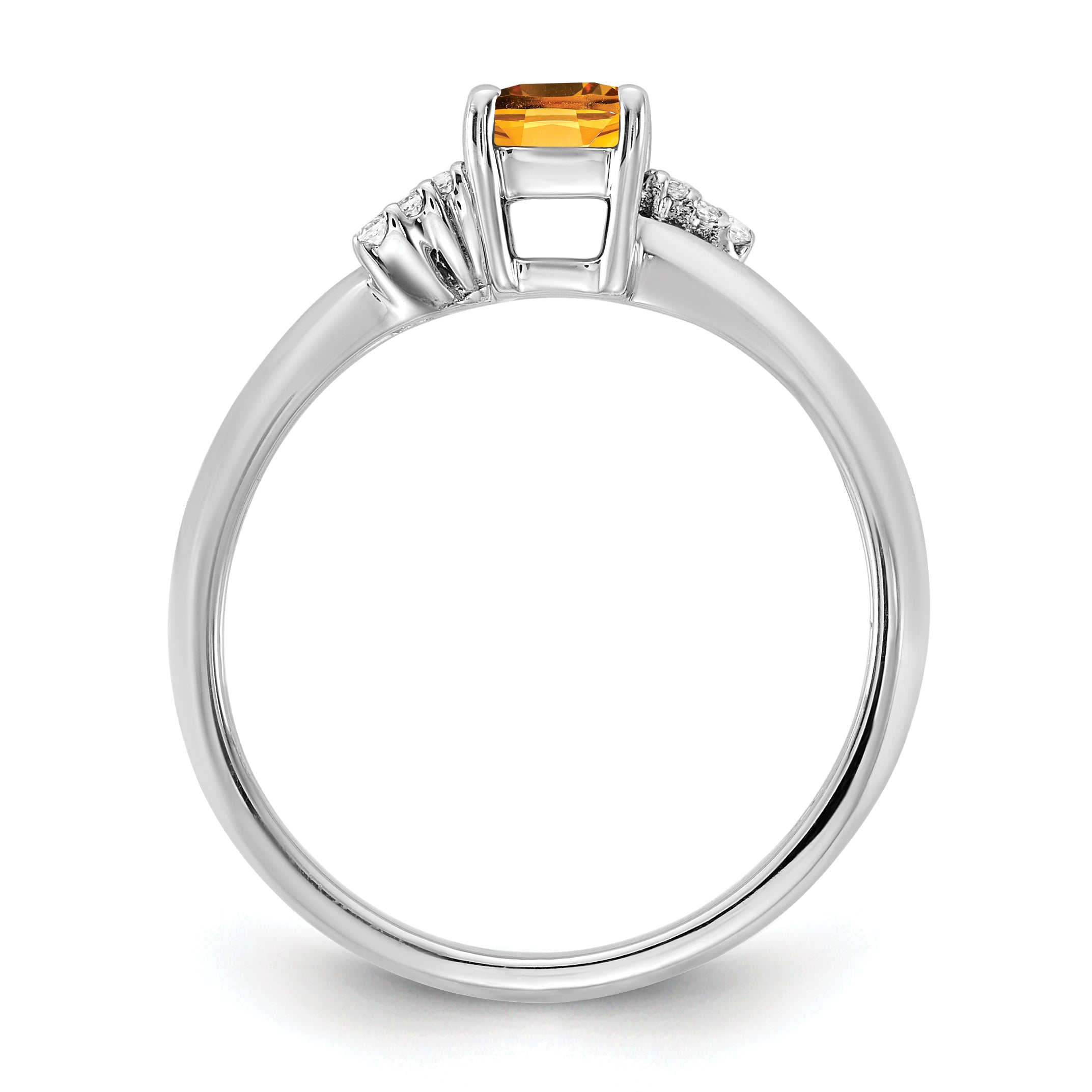 14K White Gold Polished Diamond and Citrine Fashion Ring Secondary image