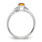 14K White Gold Polished Diamond and Citrine Fashion Ring