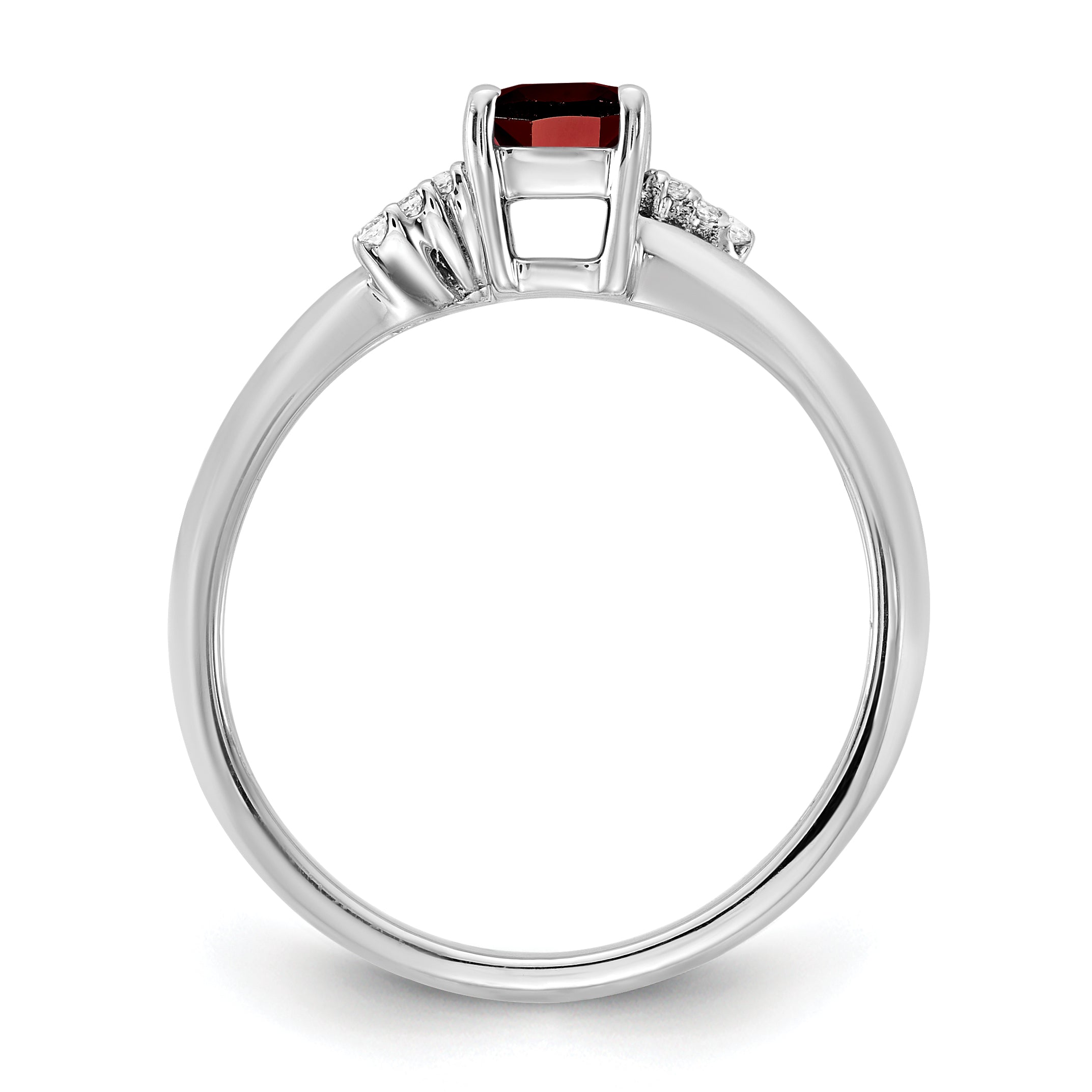 14K White Gold Polished Diamond and Garnet Fashion Ring Secondary image