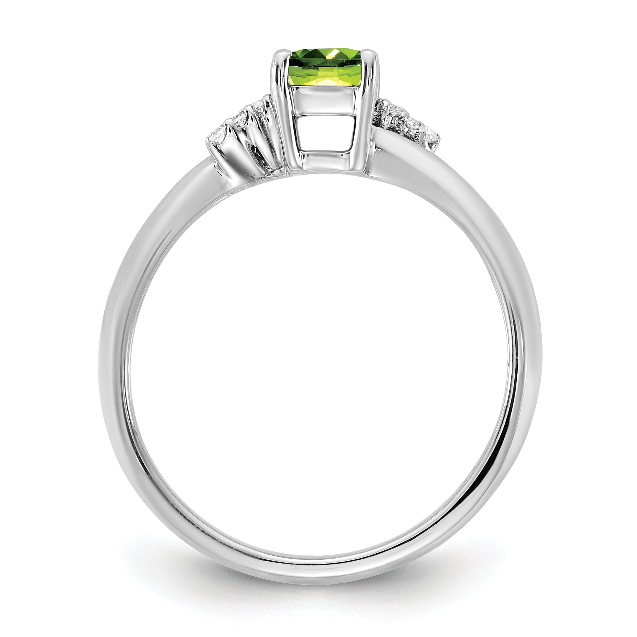 14K White Gold Polished Diamond and Peridot Fashion Ring Secondary image